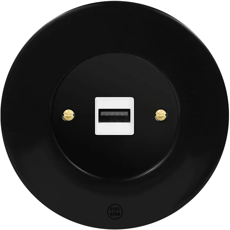 CLASSIC PORCELAIN USB BLACK SOCKET - Imagen 2