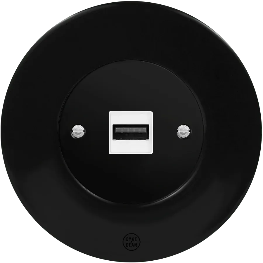 CLASSIC PORCELAIN USB BLACK SOCKET - Imagen 3