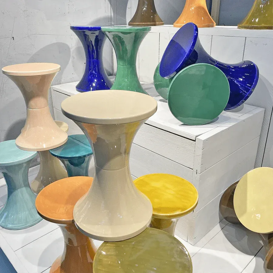 DYKE & DEAN TAM TAM STOOL ENAMEL METAL LIGHT PINK - Imagen 2