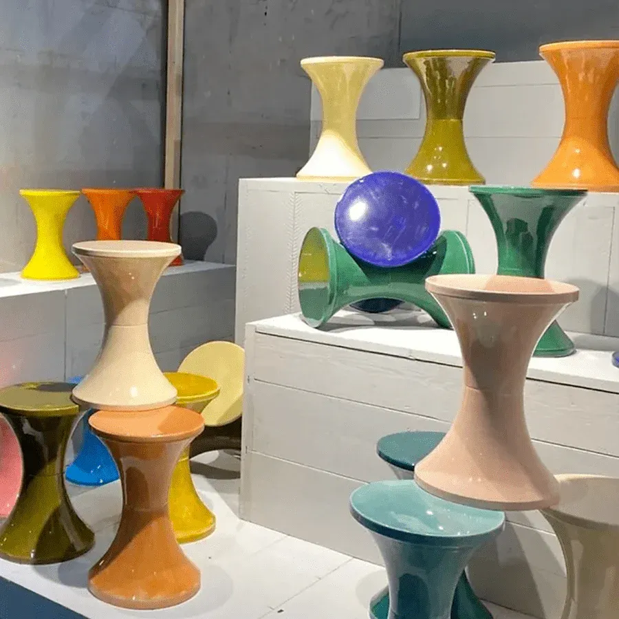 DYKE & DEAN TAM TAM STOOL ENAMEL METAL NUDE - Imagen 3