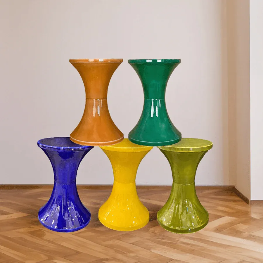 DYKE & DEAN TAM TAM STOOL ENAMEL METAL NUDE - Imagen 7