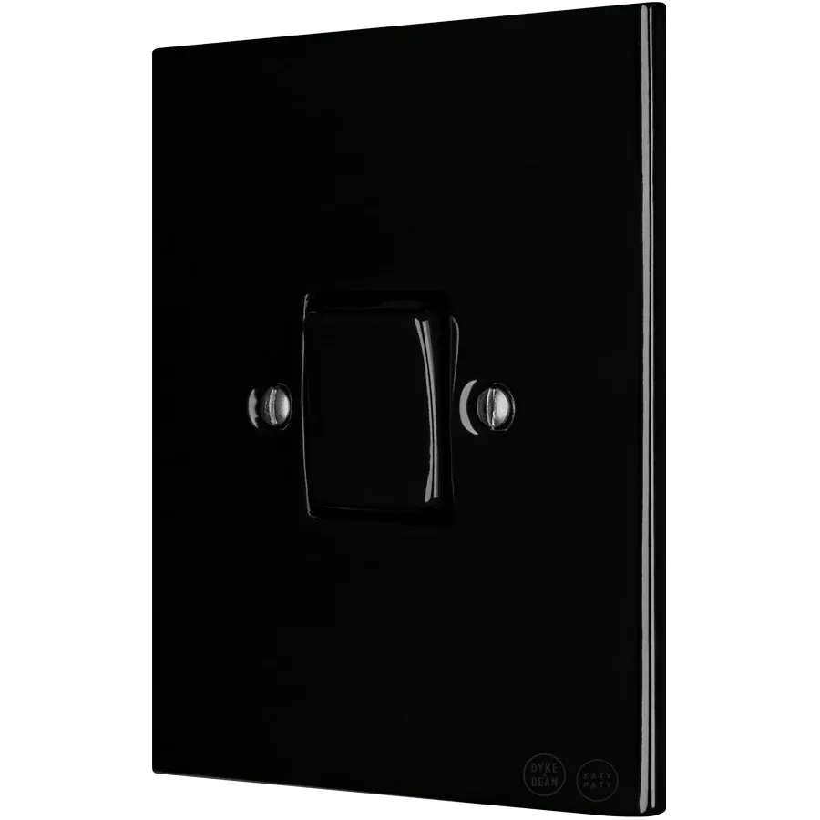 KATY PATY PORCELAIN PLATE WALL LIGHT SWITCH FAT BUTTON BLACK - Imagen 4