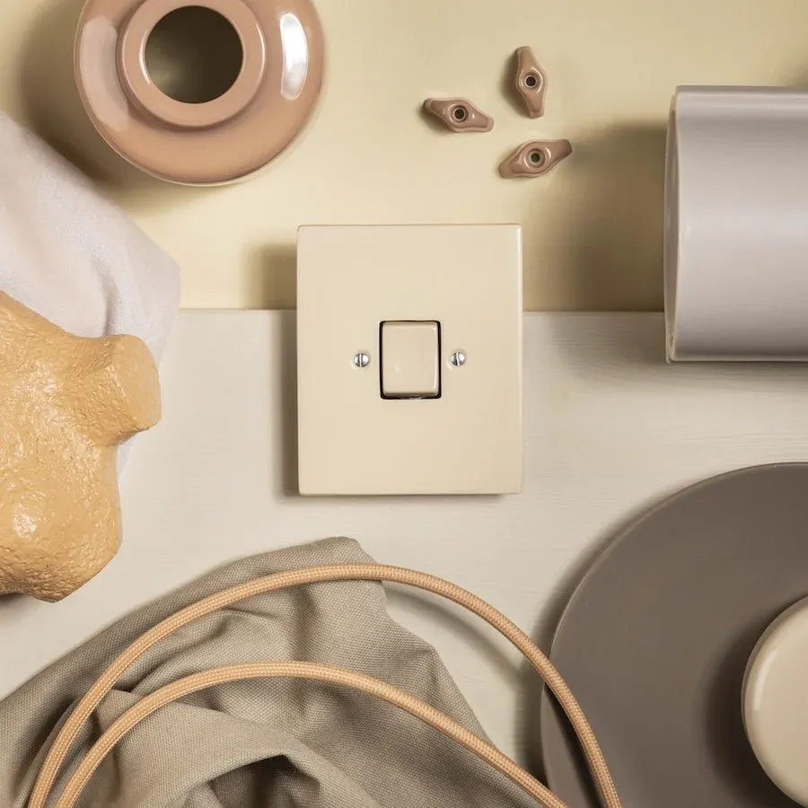 KATY PATY PORCELAIN PLATE WALL LIGHT SWITCH FAT BUTTON GREEN - Imagen 6