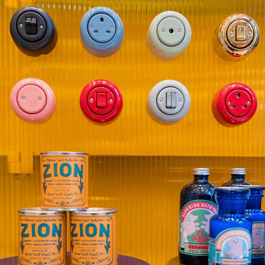 PORCELAIN ROUND SURFACE MOUNTED DOUBLE SLIM BUTTON SWITCH BLACK - Imagen 8