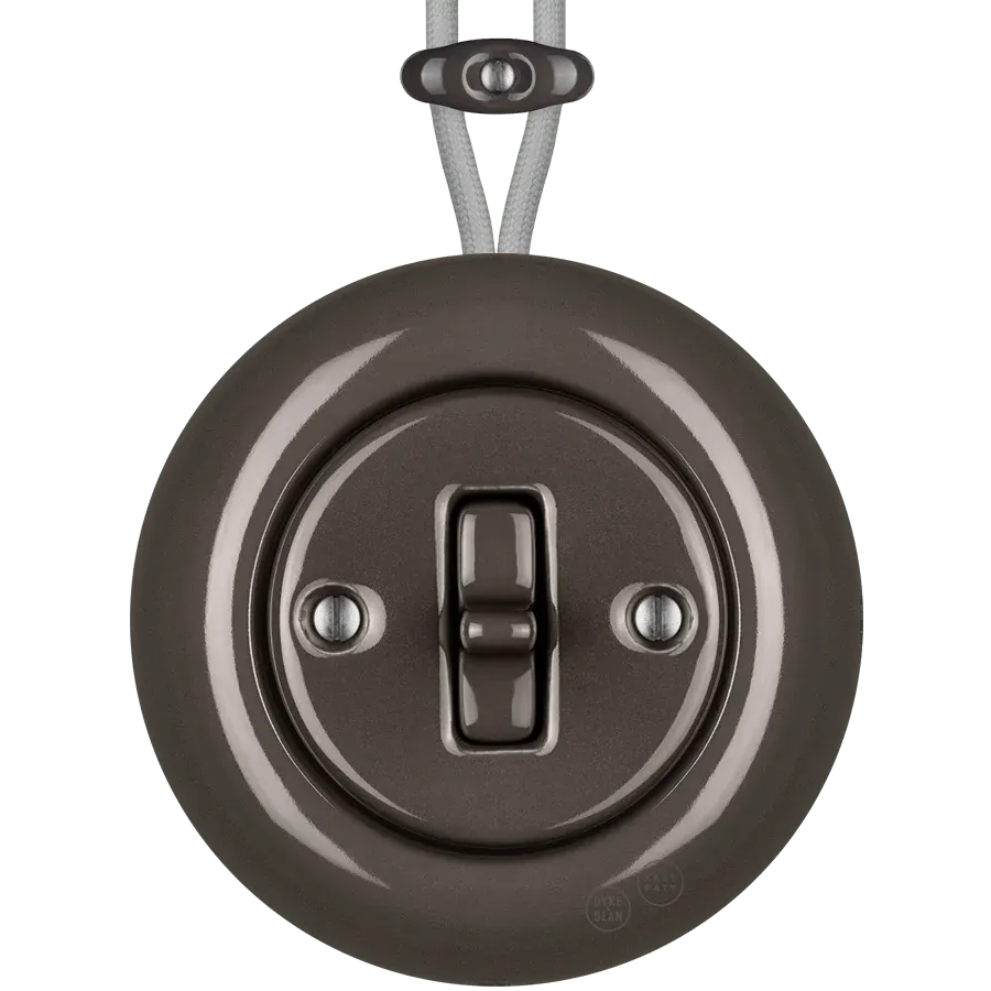 PORCELAIN ROUND SURFACE MOUNTED TOGGLE BUTTON SWITCH BROWN - Imagen 3