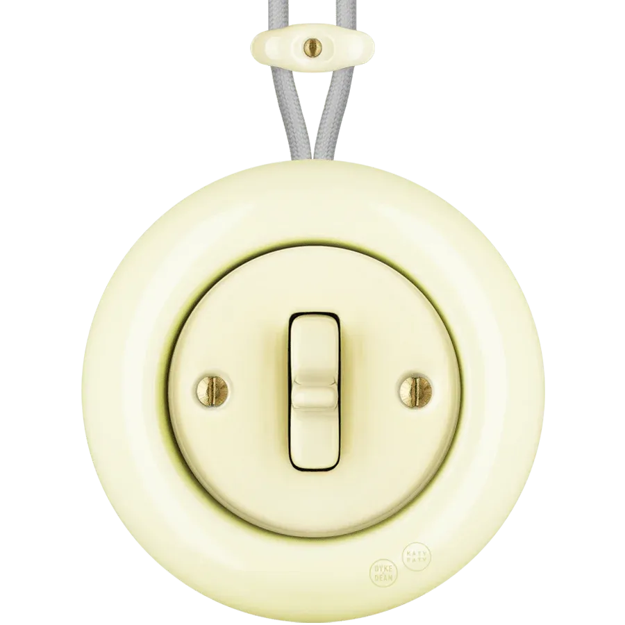 PORCELAIN ROUND SURFACE MOUNTED TOGGLE BUTTON SWITCH VANILLA - Imagen 2