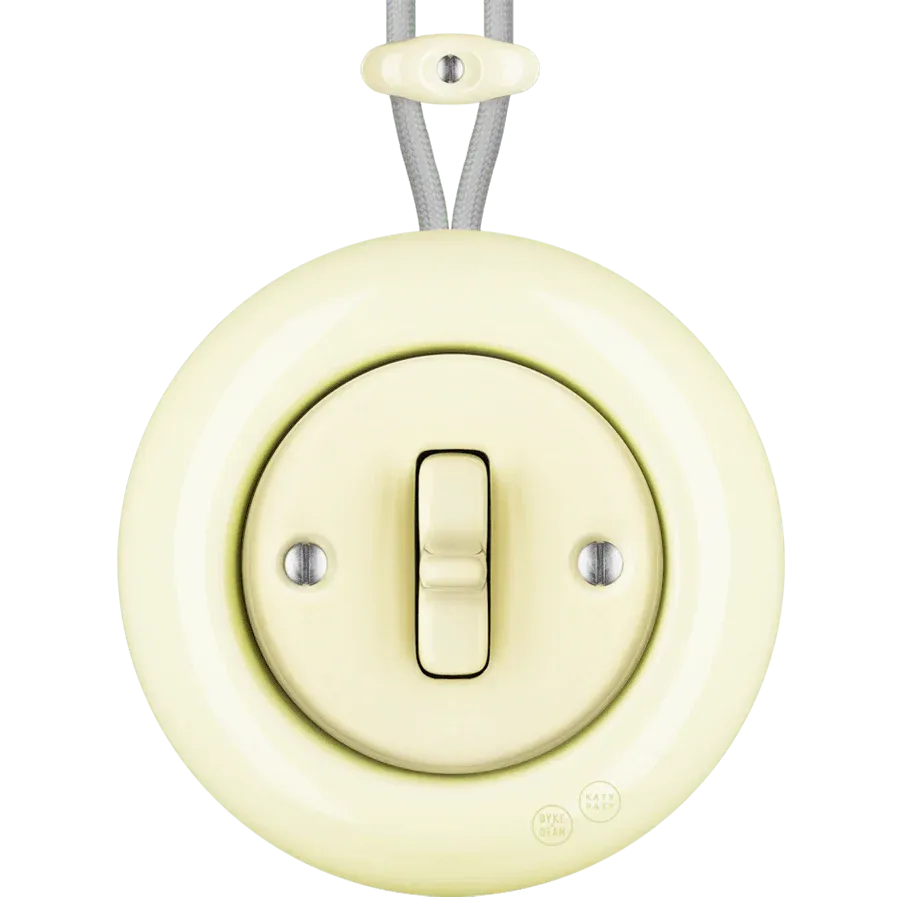 PORCELAIN ROUND SURFACE MOUNTED TOGGLE BUTTON SWITCH VANILLA - Imagen 3