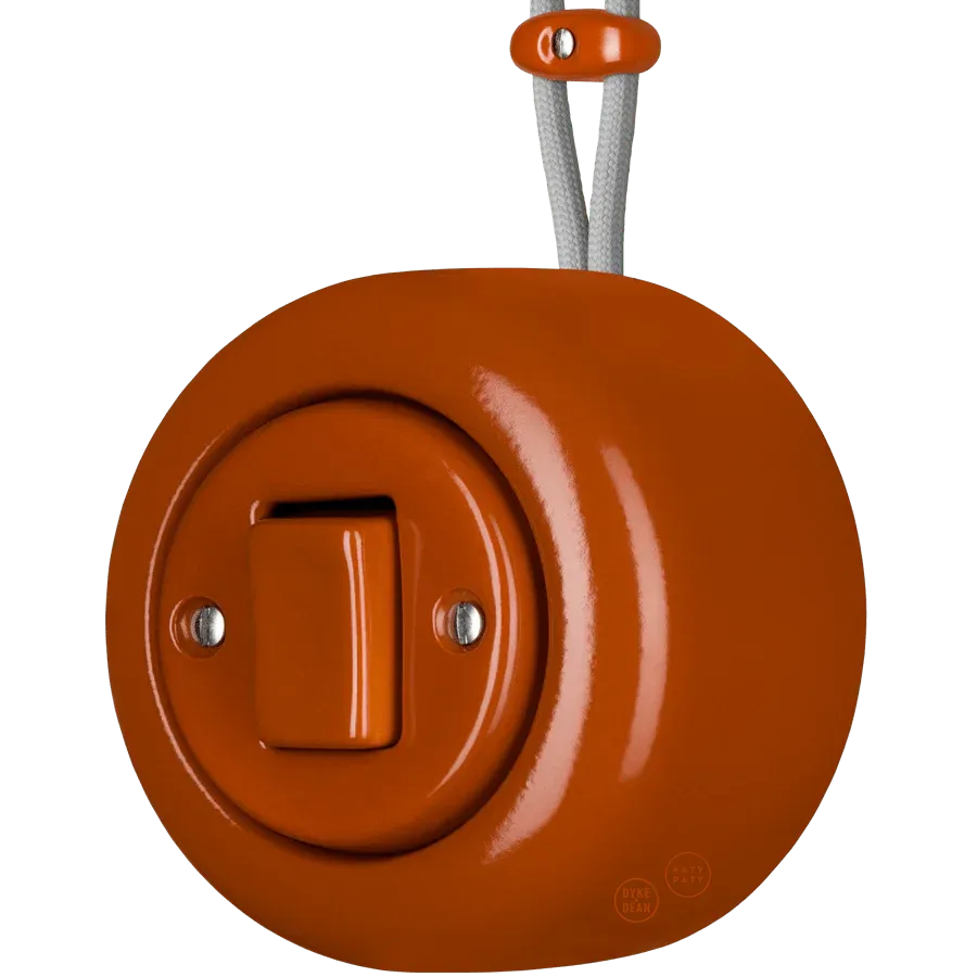 PORCELAIN ROUND SURFACE MOUNTED FAT BUTTON SWITCH BRICK RED - Imagen 4