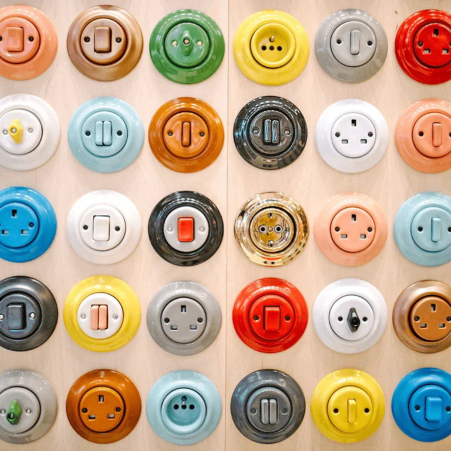 INTERRUPTOR DE LUZ DE PARED DE PORCELANA BOTÓN DE GRASA DE COBRE - Imagen 7