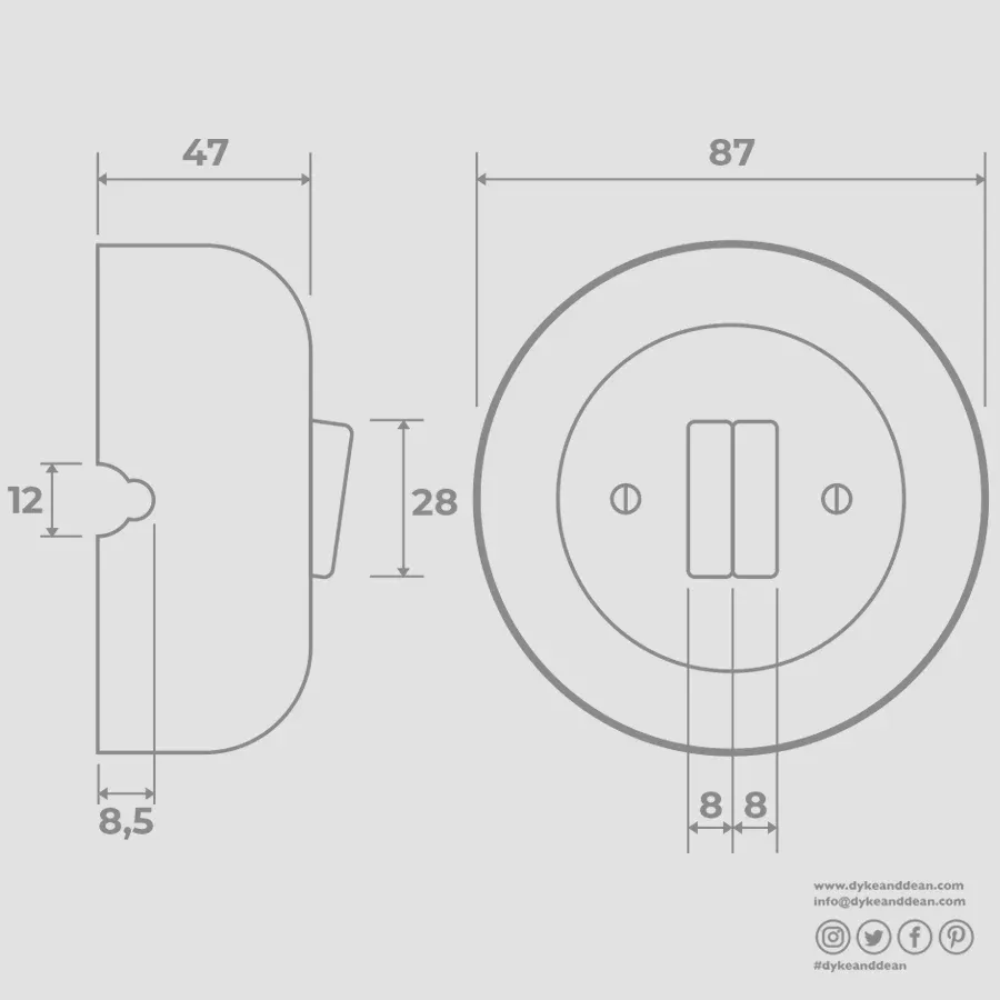 PORCELAIN ROUND SURFACE MOUNTED DOUBLE SLIM BUTTON SWITCH BRICK RED - Imagen 5