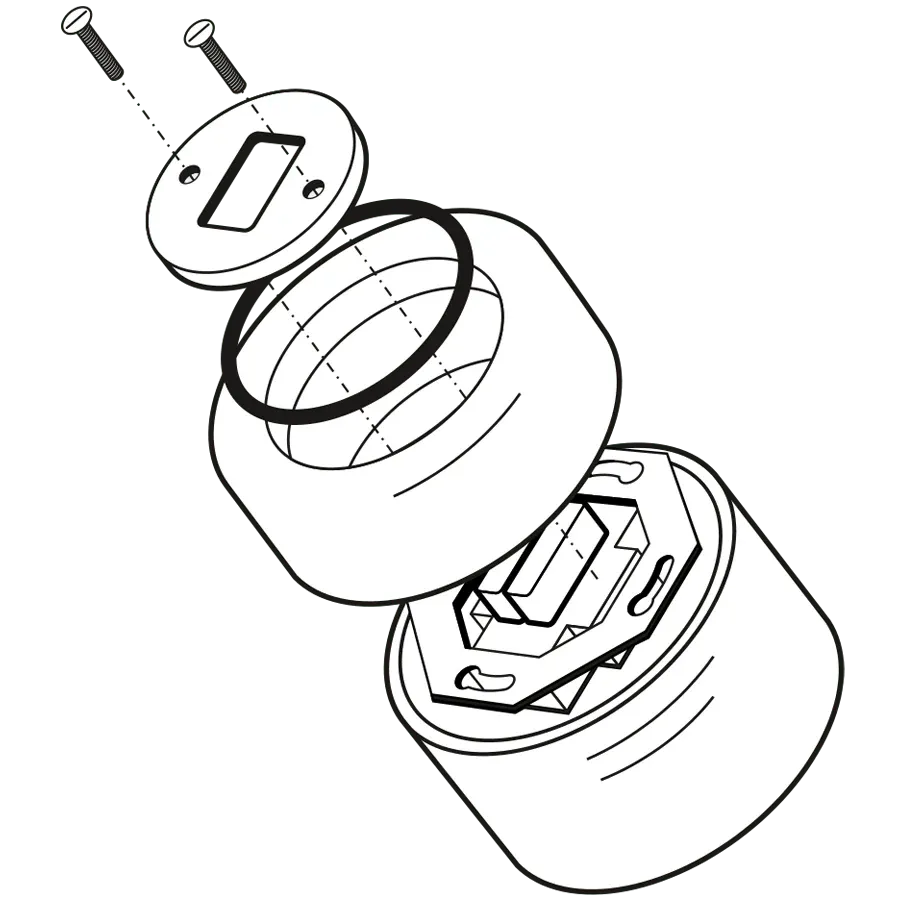 PORCELAIN ROUND SURFACE MOUNTED DOUBLE SLIM BUTTON SWITCH BLACK - Imagen 6